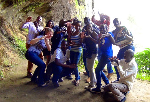 Frontline team near rock overhang